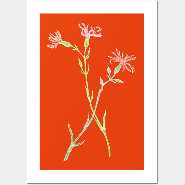 Vintage florals - Ragged Robin Wall Art by VrijFormaat